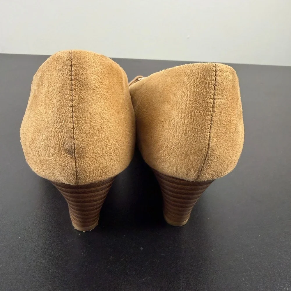 Dexflex Comfort Wedge Heels Womens 6.5 Brown Suede Slip On Career Casual Dressy